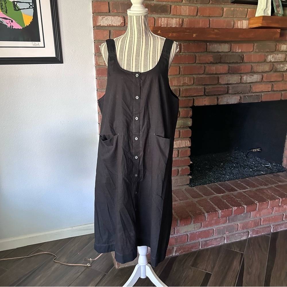Gundren Sjogren Linen Blend Sleeveless Midi Dress in Black Sz L